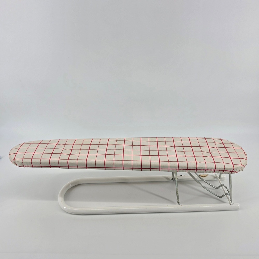 Vintage Polder West Germany Tabletop Sleeve Ironing Board Red White Grid 21in